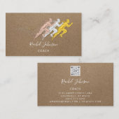 Start Sport Coach Athlete Logo Instructor QR Kraft Visitekaartje (Voorkant / Achterkant)