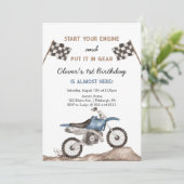 Start uw motor vuil fiets motorcross jongen verjaa kaart (Staand voorkant)