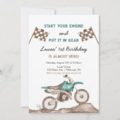 Start uw motor vuil fiets motorcross jongen verjaa kaart (Voorkant)