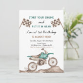 Start uw motor vuil fiets motorcross jongen verjaa kaart (Staand voorkant)