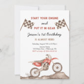 Start uw motor vuil fiets motorcross jongen verjaa kaart (Voorkant)