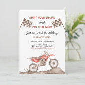 Start uw motor vuil fiets motorcross jongen verjaa kaart (Staand voorkant)