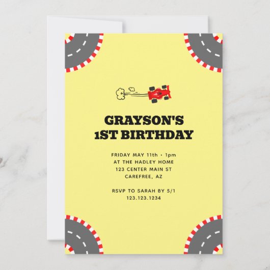 Start uw motoren Racing 1e verjaardag Kaart (Achterkant)