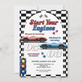 Start uw motoren Retro Race Auto Dubbele Verjaarda Kaart (Voorkant)