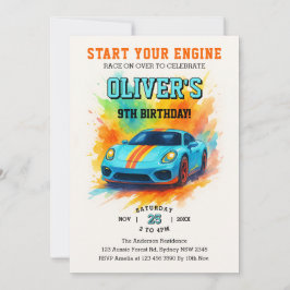 Start uw motoren Schattigee Waterverf verjaardagsf Kaart