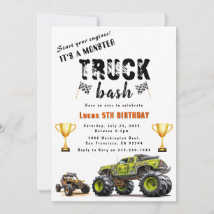Start uw motoren Trucks verjaardagsfeestje uitnodi Kaart