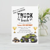 Start uw motoren Trucks verjaardagsfeestje uitnodi Kaart (Staand voorkant)