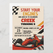 Start uw motoren! Uitnodiging verjaardagsfeestje r (Voorkant / Achterkant)