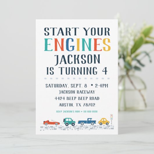 Start uw motoren Vervoer Verjaardag Kaart (Staand voorkant)