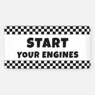 Start uw motoren Welkom banner Racing Verjaardag