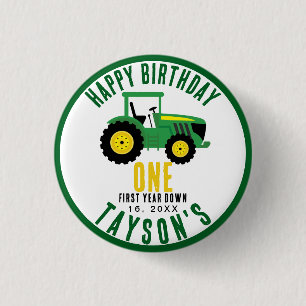 Start uw tractor 1e verjaardag Boerderij Thema Ronde Button 3,2 Cm