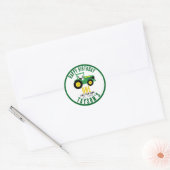 Start uw tractor 1e verjaardag | Boerderij Thema Ronde Sticker (Envelop)