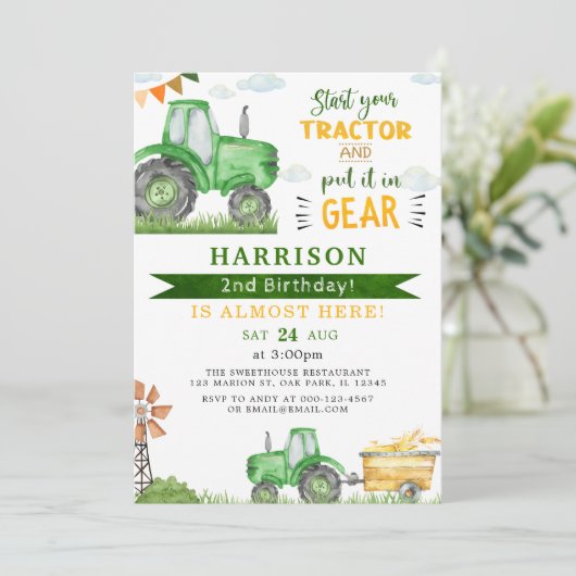 Start uw Tractor en zet de tweede verjaardag van d Kaart (Staand voorkant)