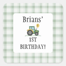 Start Uw Tractor Kinderen Verjaardag Vierkant Stic