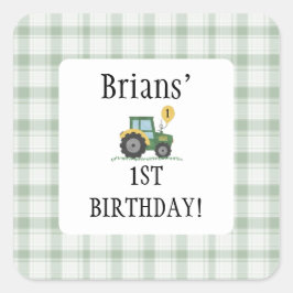 Start Uw Tractor Kinderen Verjaardag Vierkant Stic Vierkante Sticker