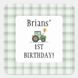 Start Uw Tractor Kinderen Verjaardag Vierkant Stic Vierkante Sticker