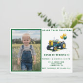 Start uw tractor Photo Boy Verjaardag Bash Kaart (Staand voorkant)