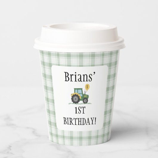 Start uw tractor vierkante papieren bekers (Achterkant)