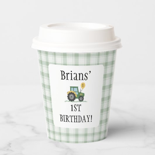Start uw tractor vierkante papieren bekers (Voorkant)