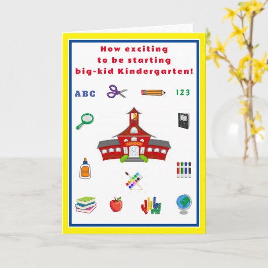 Start van de kleuterschoolkaart kaart (Gele Bloem)