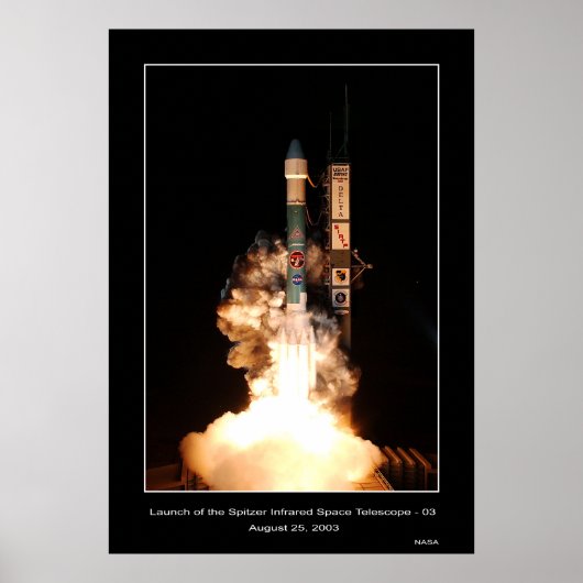 Start van de Spitzer Infrarood Space Telescope Poster (Voorkant)