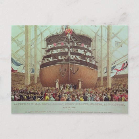 Start van H.M.S. Royal Albert, Screw Steamer Briefkaart (Voorkant)