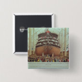 Start van H.M.S. Royal Albert, Screw Steamer Vierkante Button 5,1 Cm (Voorkant /achterkant)