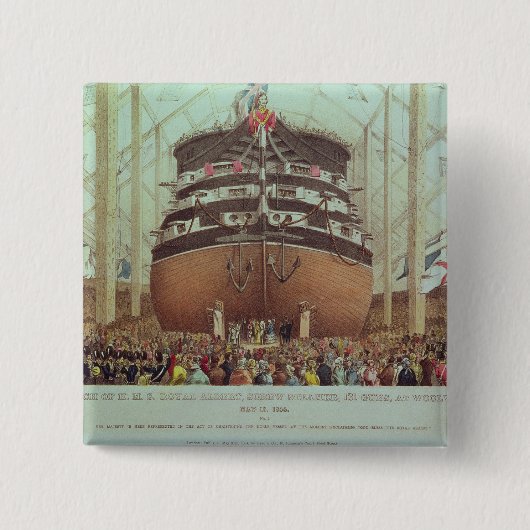 Start van H.M.S. Royal Albert, Screw Steamer Vierkante Button 5,1 Cm (Voorkant)