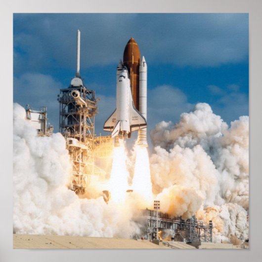 Start van Space Shuttle Discovery (STS-31) Poster (Voorkant)