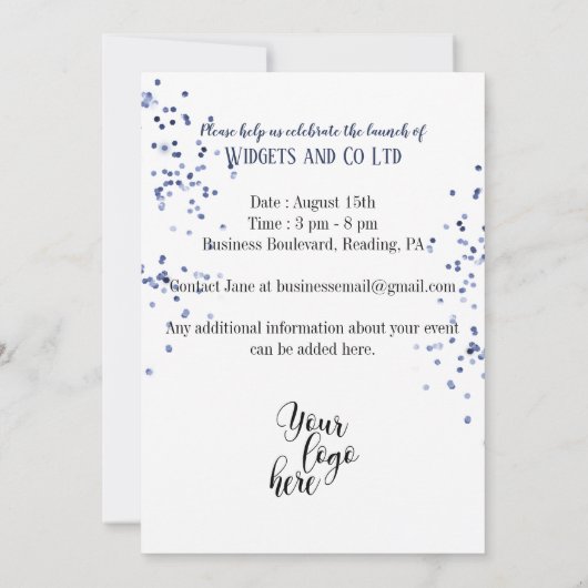 Start voor grote opening van zaken kaart (Achterkant)