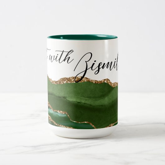 Start With Bismillah Green Agate Tweekleurige Koffiemok (Center)