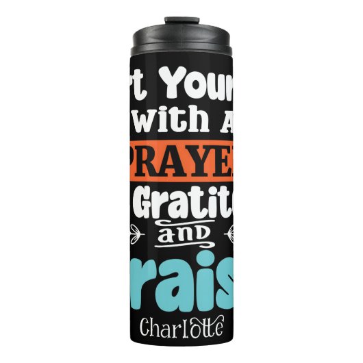 Start Your Day With Prayer Gratitude Praise Thermosbeker (Voorkant)