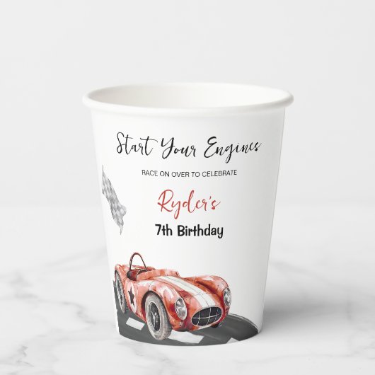 Start Your Engine Any Age Birthday  Papieren Bekers (Achterkant)