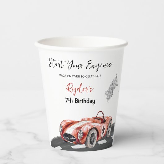 Start Your Engine Any Age Birthday Papieren Bekers (Voorkant)