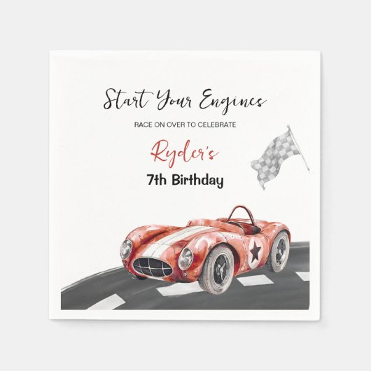 Start Your Engine Any Age Birthday Servet (Voorkant)