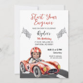 Start Your Engine Birthday Photo Invitation Kaart (Voorkant)