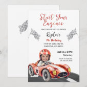 Start Your Engine Birthday Photo Invitation Kaart (Voorkant / Achterkant)