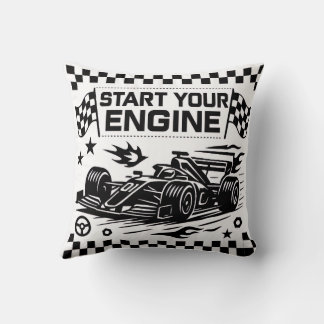Start Your Engine Throw Pillow Gift for Racing Lov Kussen