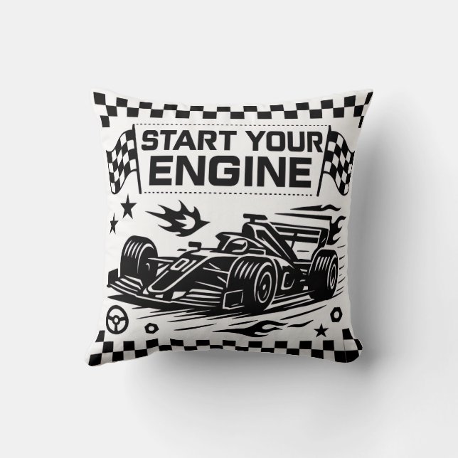 Start Your Engine Throw Pillow Gift for Racing Lov Kussen (Achterkant)