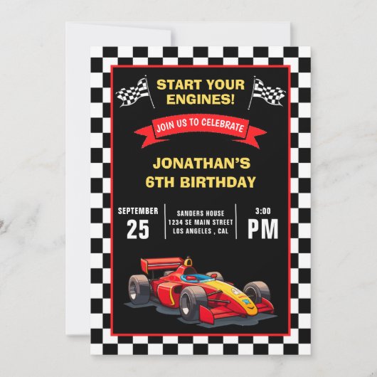 Start Your Engines! Fun Racing Driver Birthday Boy Kaart (Voorkant)