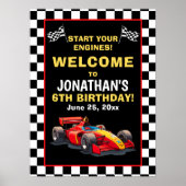 Start Your Engines! Fun Racing Driver Birthday Boy Poster (Voorkant)
