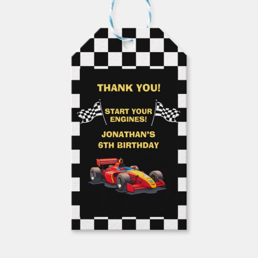 Start Your Engines! Fun Racing Driver Birthday  Cadeaulabel (Voorkant)