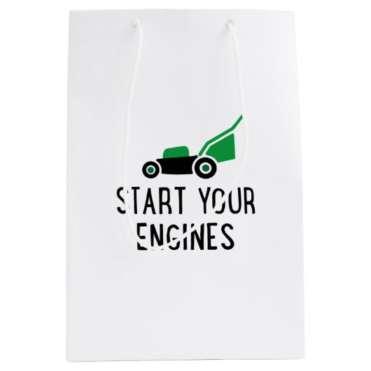 Start your Engines Lawn Mower Medium Cadeauzakje (Voorkant)