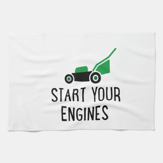 Start your Engines Lawn Mower Theedoek (Horizontaal)