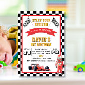 Start Your Engines Race Car 1st Birthday Party Kaart