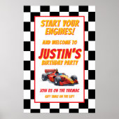 Start Your Engines Race Car Birthday Poster (Voorkant)