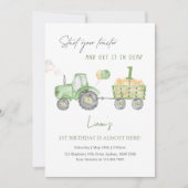 Start Your Tractor 1st Birthday Party Kaart (Voorkant)
