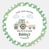 Start Your Tractor 1st Birthday Ronde Sticker (Voorkant)