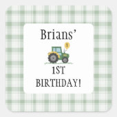 Start Your Tractor Children Birthd Square Sticker (Voorkant)