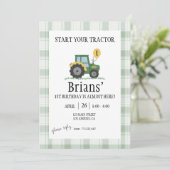 Start Your Tractor Children's Birthday Invitation Kaart (Staand voorkant)